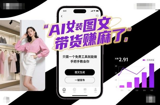 AI女装图文带货暴利玩法：免费工具一键生成，手把手教学轻松赚翻天！-微七七网-是一个专注于全域获客|流量矩阵化打法的团队！