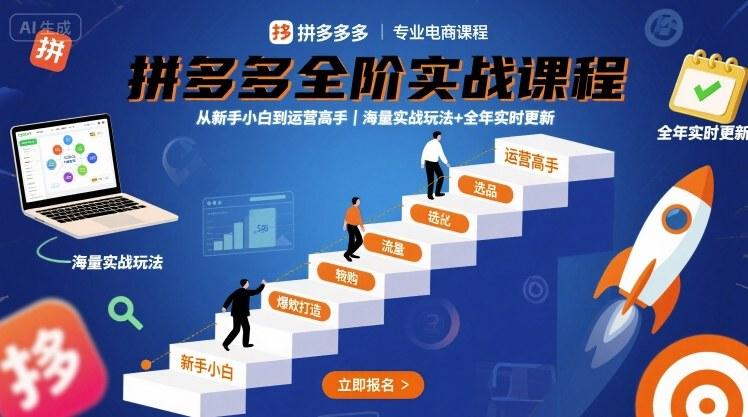 2025拼多多实战课程全攻略：从小白到运营高手的进阶指南，海量实战玩法全年实时更新-微七七网-是一个专注于全域获客|流量矩阵化打法的团队！