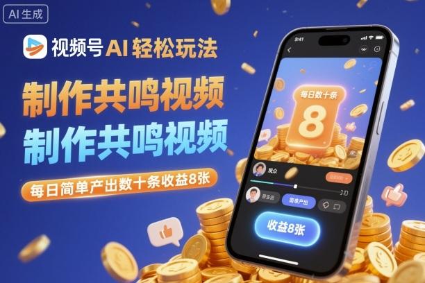 视频号AI自动生成共鸣视频，零基础日更30条轻松赚取800元收益-微七七网-是一个专注于全域获客|流量矩阵化打法的团队！