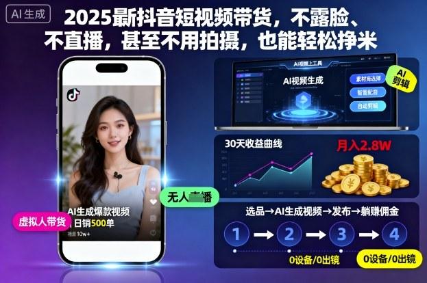 2025抖音短视频带货秘籍：不露脸不直播免拍摄，轻松赚钱全攻略-微七七网-是一个专注于全域获客|流量矩阵化打法的团队！