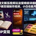 小说推文解压视频赚钱秘籍：零基础剪辑制作全教程，手把手教你月入过万！-微七七网-是一个专注于全域获客|流量矩阵化打法的团队！