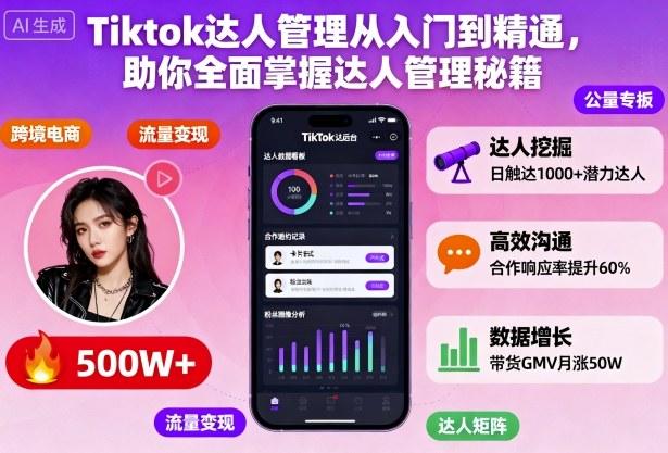 TIKTOK达人管理终极指南：从零基础到高手进阶，全面掌握红人运营核心秘籍-微七七网-是一个专注于全域获客|流量矩阵化打法的团队！