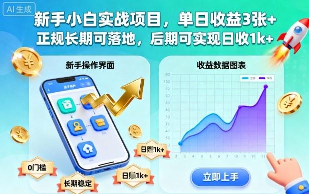 新手实战项目揭秘：单日收益300+正规可操作，长期稳定落地实现日入1K+攻略-微七七网-是一个专注于全域获客|流量矩阵化打法的团队！