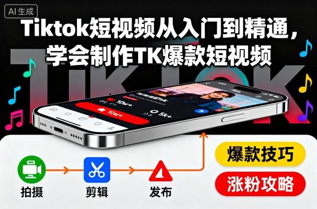 TikTok爆款短视频制作全攻略：从零基础入门到精通，手把手教你打造高播放量TK热门视频-微七七网-是一个专注于全域获客|流量矩阵化打法的团队！