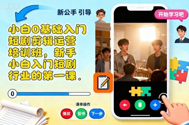 短剧剪辑运营零基础入门培训：新手小白的第一课，快速上手行业秘籍！-微七七网-是一个专注于全域获客|流量矩阵化打法的团队！