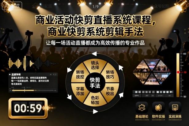 商业快剪系统课程：直播活动剪辑手法实战教学从入门到精通-微七七网-是一个专注于全域获客|流量矩阵化打法的团队！