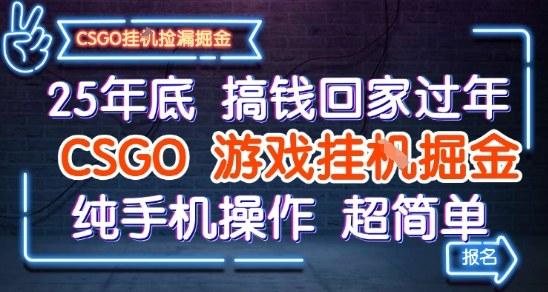 2025年底CSGO挂G掘金攻略：手机轻松操作赚钱回家过年，实战方法大揭秘-微七七网-是一个专注于全域获客|流量矩阵化打法的团队！