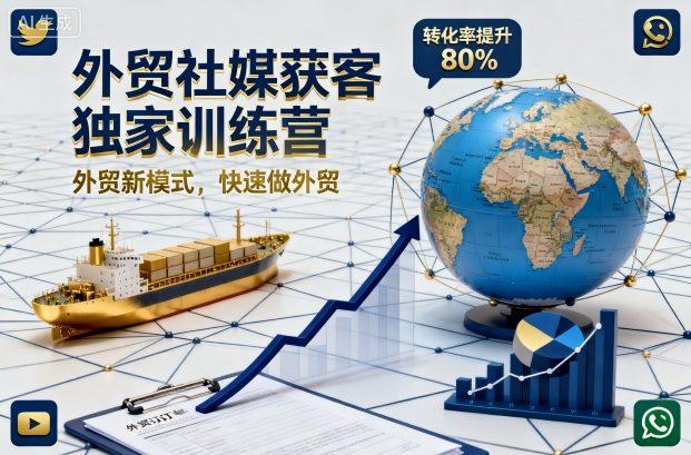 外贸社媒获客独家训练营：新模式实战秘籍，快速开启外贸爆单之路-微七七网-是一个专注于全域获客|流量矩阵化打法的团队！
