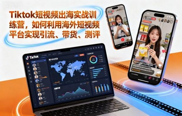 TIKTOK短视频出海实战训练营：零基础玩转海外平台，快速实现引流、带货与测评全攻略-微七七网-是一个专注于全域获客|流量矩阵化打法的团队！