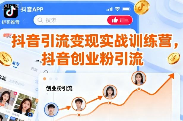 抖音引流变现实战训练营：高效吸引创业粉的赚钱全攻略-微七七网-是一个专注于全域获客|流量矩阵化打法的团队！