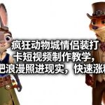 《疯狂动物城》情侣装打卡短视频制作秘籍：浪漫拍摄实战教学，快速涨粉必备攻略-微七七网-是一个专注于全域获客|流量矩阵化打法的团队！