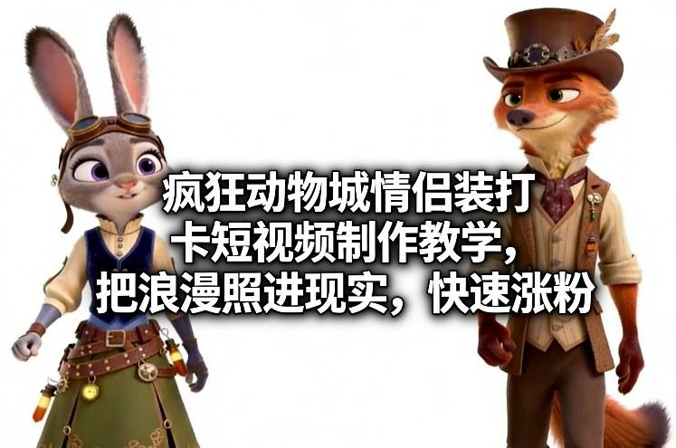 《疯狂动物城》情侣装打卡短视频制作秘籍：浪漫拍摄实战教学，快速涨粉必备攻略-微七七网-是一个专注于全域获客|流量矩阵化打法的团队！