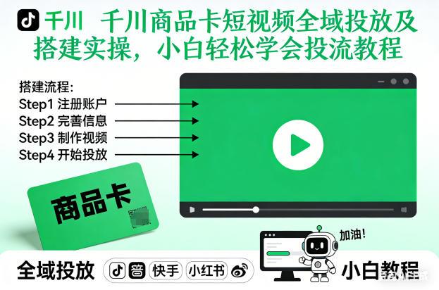 2026年2月最新千川商品卡投流教程：短视频全域投放搭建实操，小白三分钟轻松上手-微七七网-是一个专注于全域获客|流量矩阵化打法的团队！