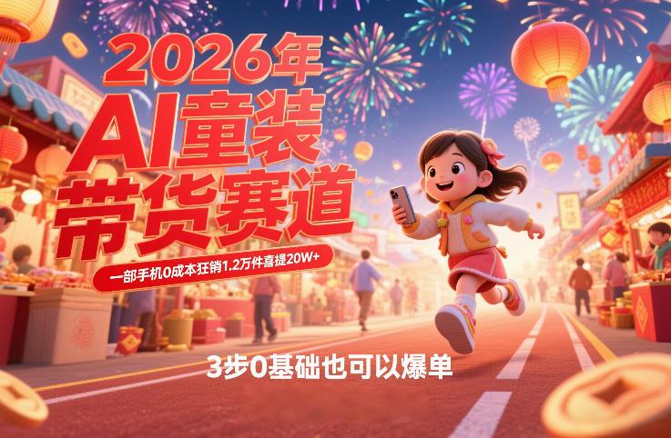 AI童装新春带货秘籍：手机0成本狂销1.2万件赚20W+，零基础3步爆单全攻略-微七七网-是一个专注于全域获客|流量矩阵化打法的团队！