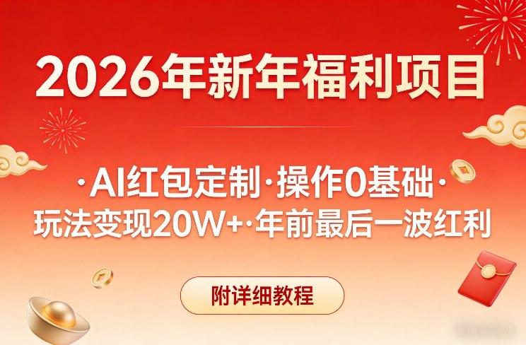 AI红包定制新年副业：零基础手把手教学，抓住年前最后一波20W+变现红利-微七七网-是一个专注于全域获客|流量矩阵化打法的团队！