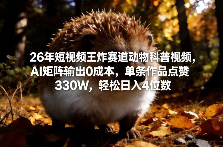 2026动物科普视频爆火：AI全自动生成零成本矩阵，单条播放破亿日赚3000+实操教程-微七七网-是一个专注于全域获客|流量矩阵化打法的团队！