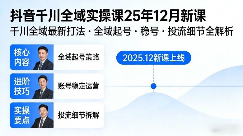 2025年12月抖音千川全域实操新课：最新千川全域打法教学，涵盖起号、稳号与投流细节完整攻略-微七七网-是一个专注于全域获客|流量矩阵化打法的团队！