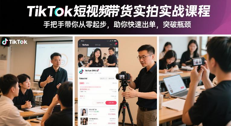 TIKTOK短视频带货实拍实战秘籍：零基础速成指南，手把手带你快速出单突破瓶颈-微七七网-是一个专注于全域获客|流量矩阵化打法的团队！